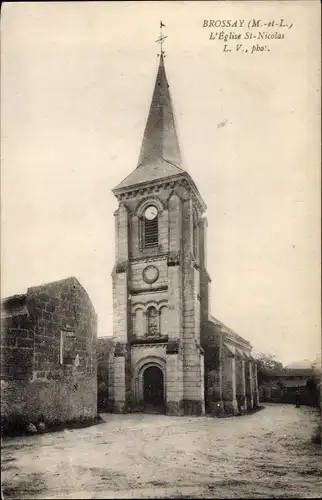 Ak Brossay Maine et Loire, L'Eglise Saint Nicolas