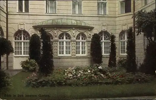 Ak Nürnberg in Mittelfranken, Grand Hotel Fürstenhof, Blick in den inneren Garten