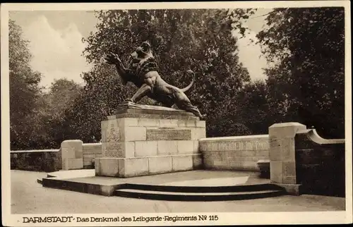 Ak Darmstadt in Hessen, Das Denkmal des Leibgarde Regiments Nr 115