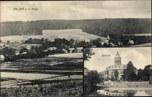 Ak Oelber am weißen Wege Baddeckenstedt im Landkreis Wolfenbüttel, Schloss, Blick auf den Ort