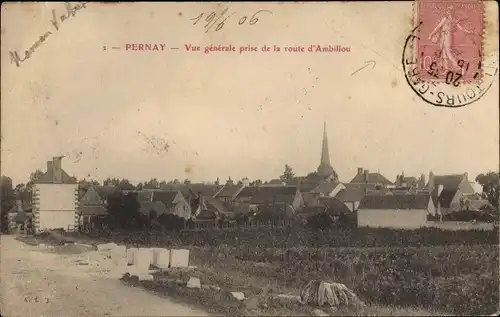 Ak Pernay Indre-et-Loire, Vue generale