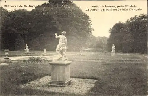 Ak Kerozar Morlaix Finistère, Le Parc, Un coin du Jardin francais