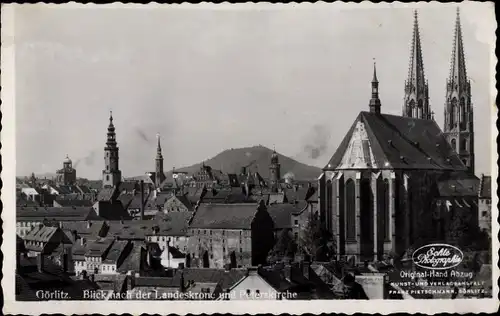 Ak Görlitz in der Lausitz, Blick nach der Landeskrone und Peterskirche