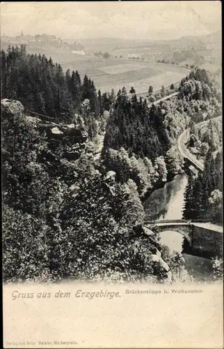 Ak Wolkenstein im Erzgebirge, Brückenklippe