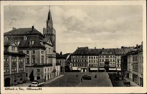 Ak Löbau in Sachsen, Altmarkt mit Rathaus