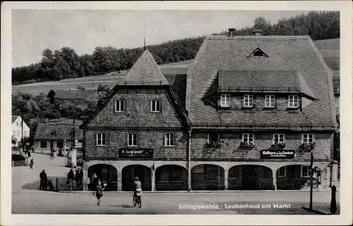 Ak Schirgiswalde in Sachsen, Laubenhaus am Markt