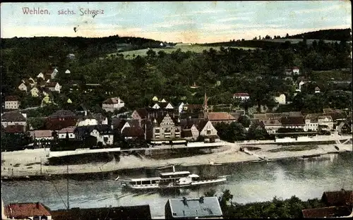 Ak Stadt Wehlen an der Elbe Sachsen, Totale