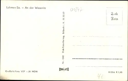 Ak Lohmen Sächsische Schweiz, An der Wesenitz