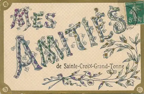 Glitzer Ak Sainte Croix Grand Tonne Calvados, Mes Amities, Souvenir