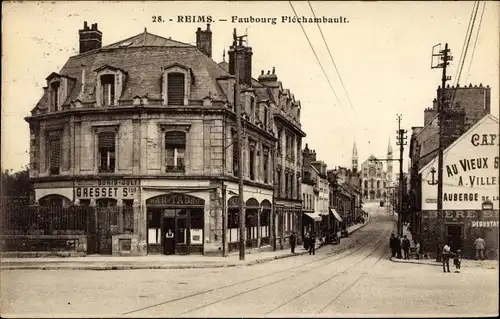 Ak Reims Marne, Faubourg Flechambault