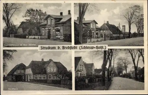 Ak Struckum Nordfriesland, Geschäftshaus Straten, Gasthaus, Straßenpartie