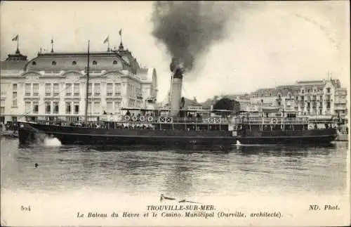 Ak Trouville Calvados, Le Bateau du Havre, Casino Municipal