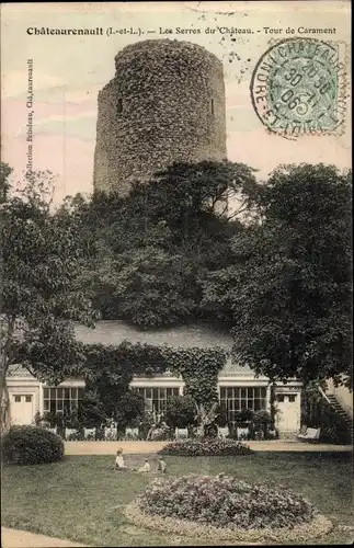 Ak Châteaurenaulti Indre et Loire, Les Serres du Chateau, Tour de Carament
