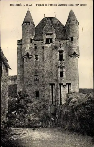 Ak Bridoré Indre et Loire, Facade de ancien Chateau feodal