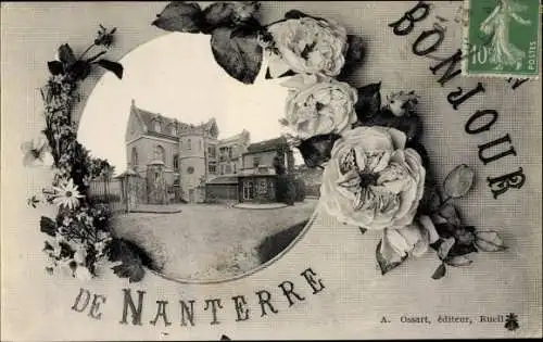 Ak Nanterre Hauts de Seine, Ortspartie, Blumen, Souvenir