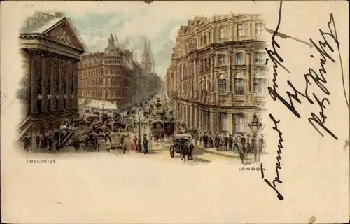 Litho London City England, Cheapside