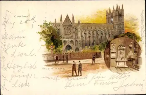 Künstler Litho London City England, Westminster Abbey, Pauls Corner