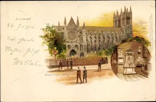 Künstler Litho London City England, Westminster Abbey, Pauls Corner