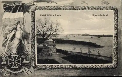 Passepartout Ak Emmerich am Rhein, Kriegerdenkmal, Germania, Eisernes Kreuz