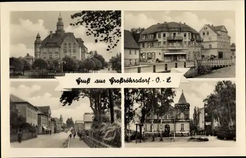 Ak Großröhrsdorf in Sachsen, Rathaus, Ortspartien