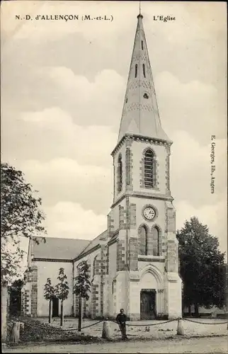 Ak Notre Dame d'Allençon Maine et Loire, L'Eglise