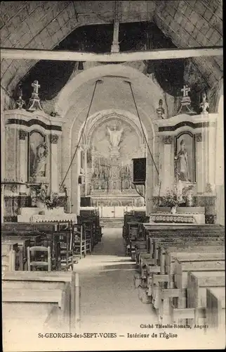 Ak Saint Georges des Sept Voies Maine-et-Loire, Interieur de l'Eglise