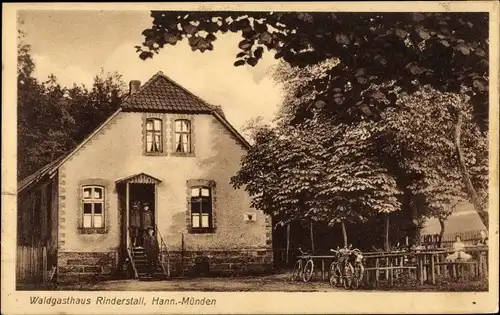 Ak Hann Münden in Niedersachsen, Waldgasthaus Rinderstall, Fahrräder