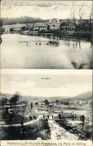 Ak Neuhaus im Solling Holzminden Niedersachsen, Karpfenteich, Kurpark