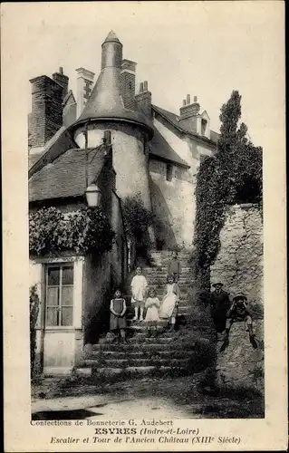 Ak Esvres Indre et Loire, Escalier et Tour de l'Ancien Chateau