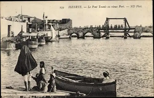 Ak Bizerte Tunesien, Le Pont Tounis au vieux Port