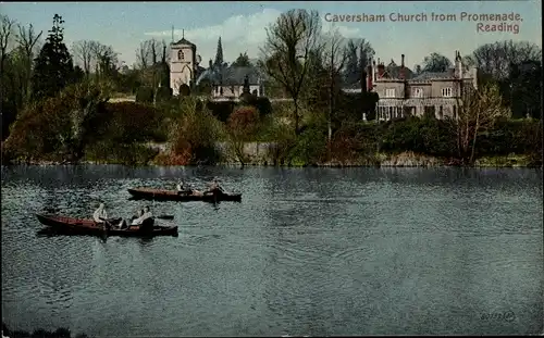 Ak Reading Berkshire, Caversham Church from Promenade