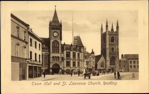 Ak Reading Berkshire, Town Hall and St. Lawrence Church, Tuck 2655