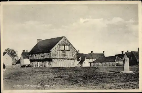 Ak Elstow Bedfordshire England, The Moot Hall and Cross