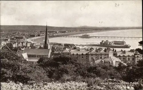 Ak Weston super Mare North Somerset England, Blick auf den Ort
