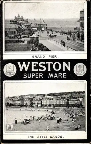 Wappen Ak Weston super Mare North Somerset England, Grand Pier, The Little Sands