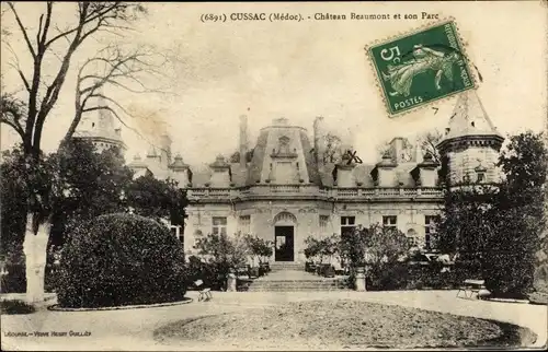 Ak Cussac Médoc Gironde, Château Beaumont et son Parc