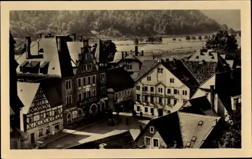 Ak Stadt Wehlen an der Elbe Sachsen, Blick auf den Marktplatz vom Schlossberg