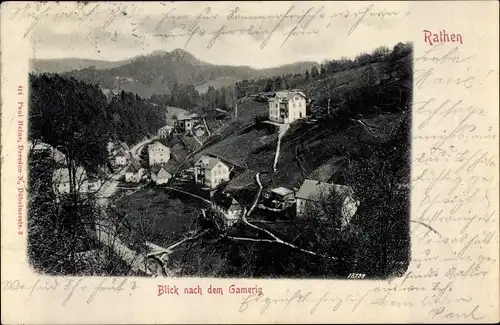 Ak Rathen an der Elbe Sächsische Schweiz, Blick nach dem Berg Gamrig