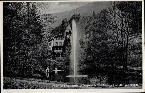 Ak Neustadt an der Weinstraße, Gasthof Königsmühle, Fontäne