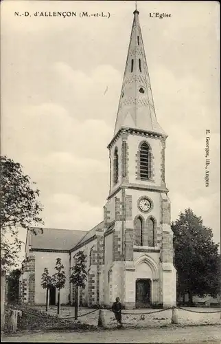 Ak Notre Dame d'Allencon Maine et Loire, L'Eglise