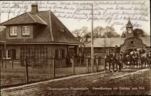Ak Preetz in Holstein, Genesungsheim Freudenholm, Verwalterhaus mit Einfahrt zum Hof
