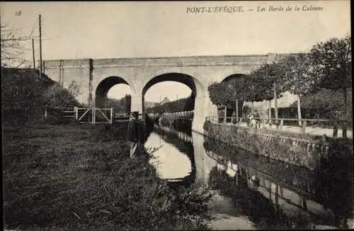 Ak Pont l Eveque Calvados, Les Bords de la Calonne