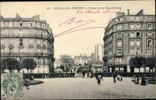 Ak Levallois Perret Hauts de Seine, Place de la Republique