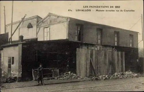 Ak Levallois Perret Hauts de Seine, Les Inondations de 1910, Maisons ecroulees rue de Courcelles