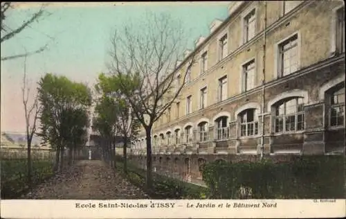 Ak Saint Nicolas d'Issy Hauts de Seine, Le Jardin et le Batiment Nord