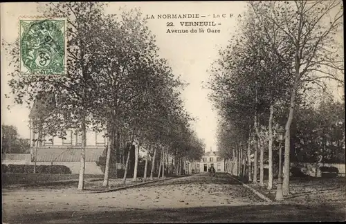 Ak Verneuil Eure, Avenue de la Gare