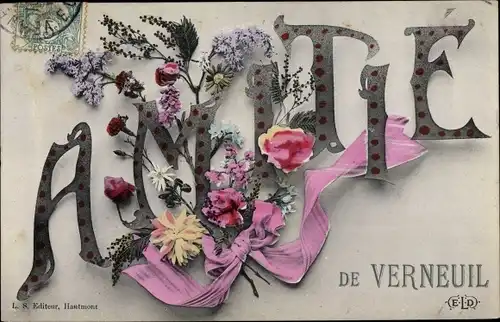 Ak Verneuil Eure, Blumen, Souvenir