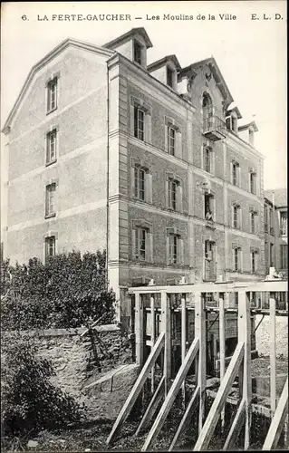 Ak La Ferté Gaucher Seine et Marne, Les Moulins de la Ville