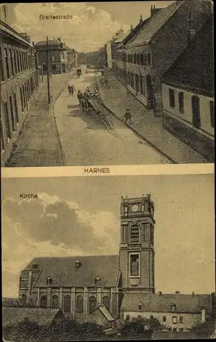 Ak Harnes Pas-de-Calais, Breitestraße, Kirche