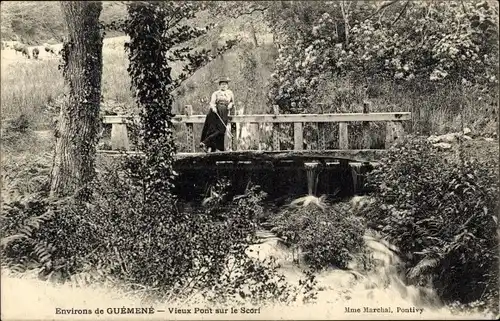 Ak Guemene Finistere, Vieux Pont sur le Scorf